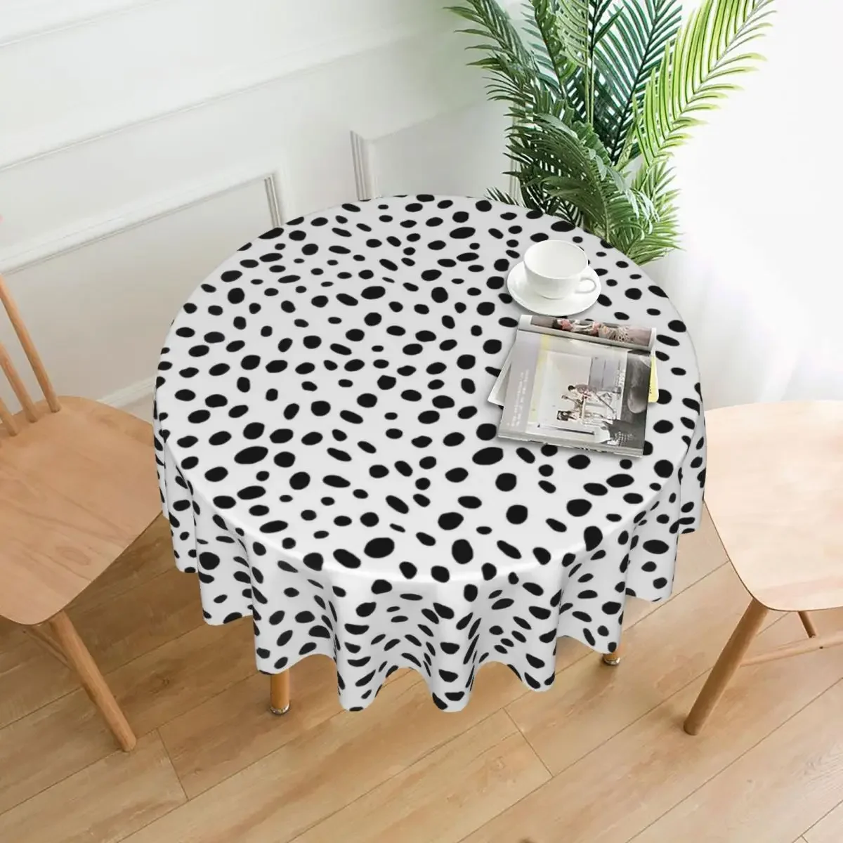 Tablecloth Dalmatian Dog Round Table Cloth Black Spotted Fashion Table Cover Tablecloths Living Room Dining Table Decoration