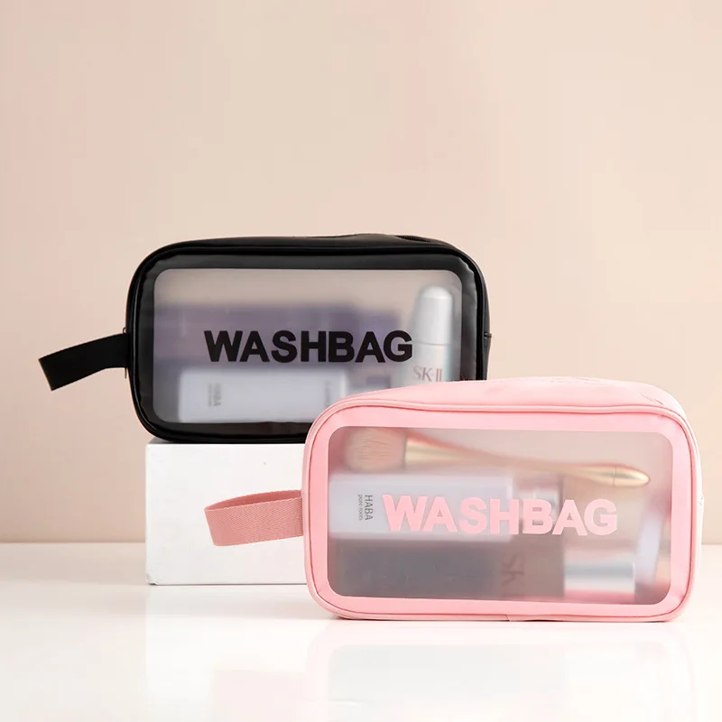 Transparent Waterproof Matte PVC Cosmetic Bag Portable Travel Storage Bag Simple Portable Toilet Bag