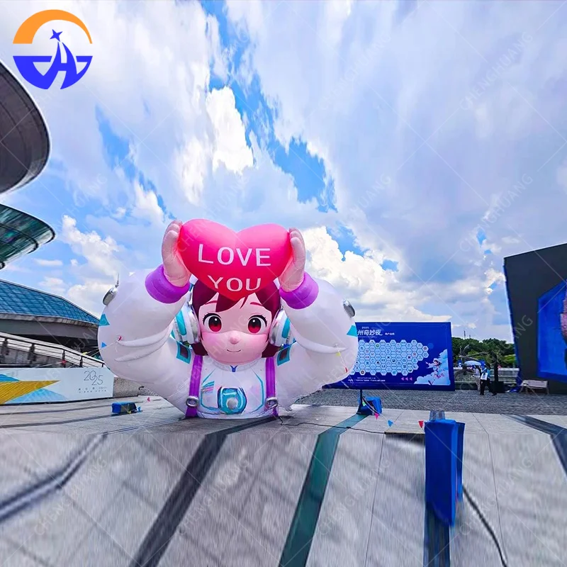 Custom Giant Inflatable Tech-Themed Anime Girl Figure - Photo Prop and Decorative Prop for Outdoor Mall Commercial Events