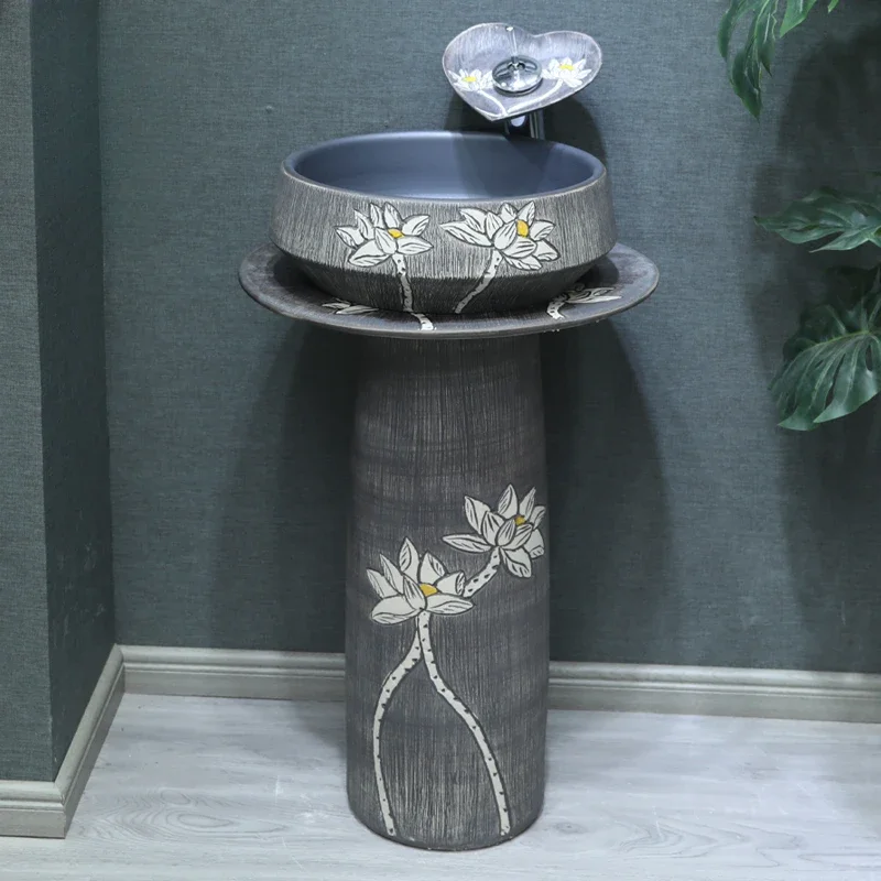 Retro Pillar Washbasin Basin Vertical Wash Basin Column Basin Floor To Floor