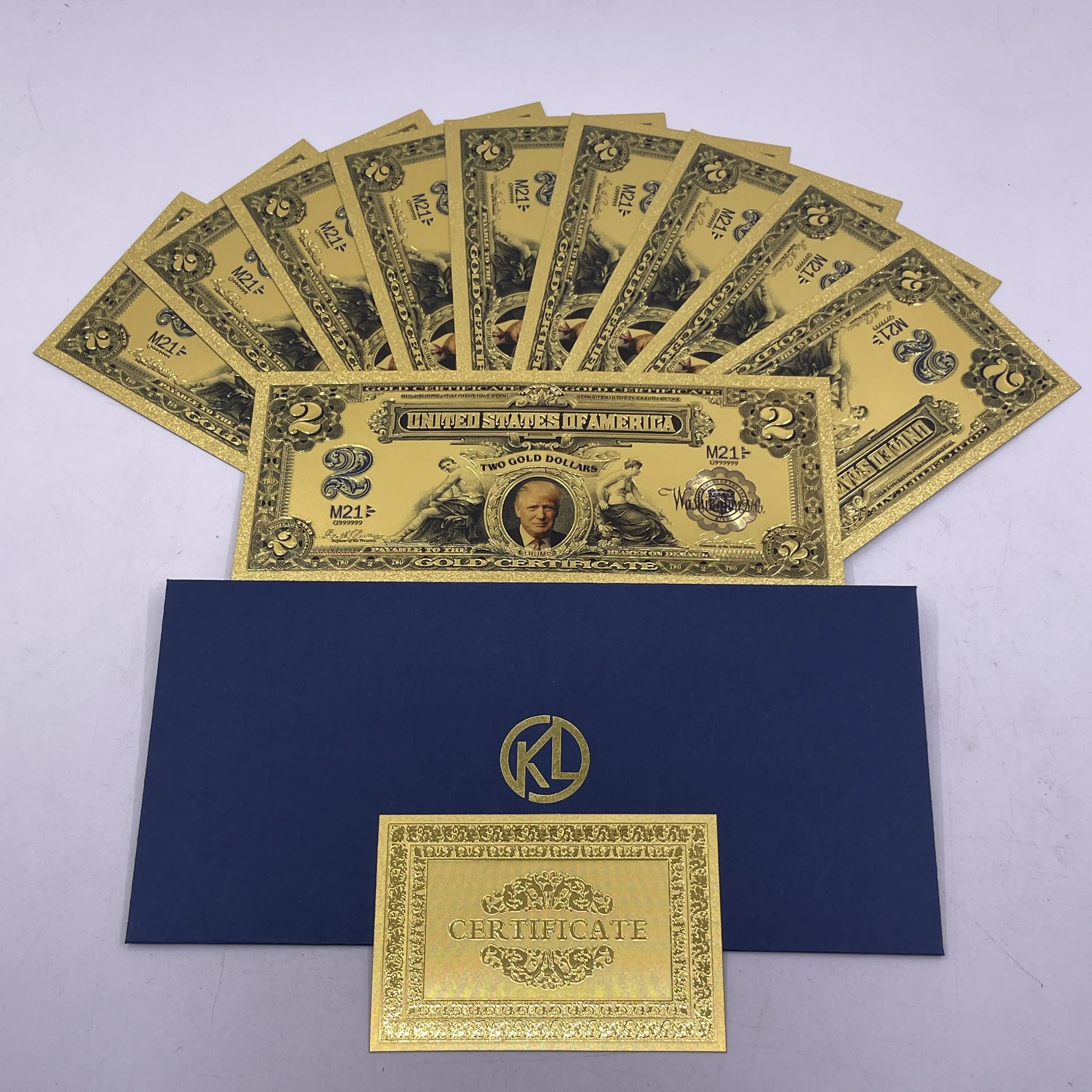 

USA President Donald Trump TWO Dollars Gold Foil Banknotes Bill Notes For Patriotic Gifts