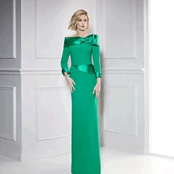 Elegant Off Shoulder Mother of the Bride Dresses For Weddings Long Sleeves Wedding Party Gowns Bows Floor-Length فساتين السهرة