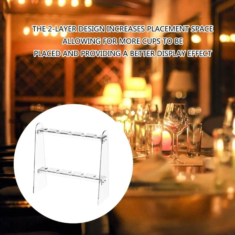 N58C Modern Acrylic Champagne Flute Holder 2 Layer Drink Tower Shelves for Parties