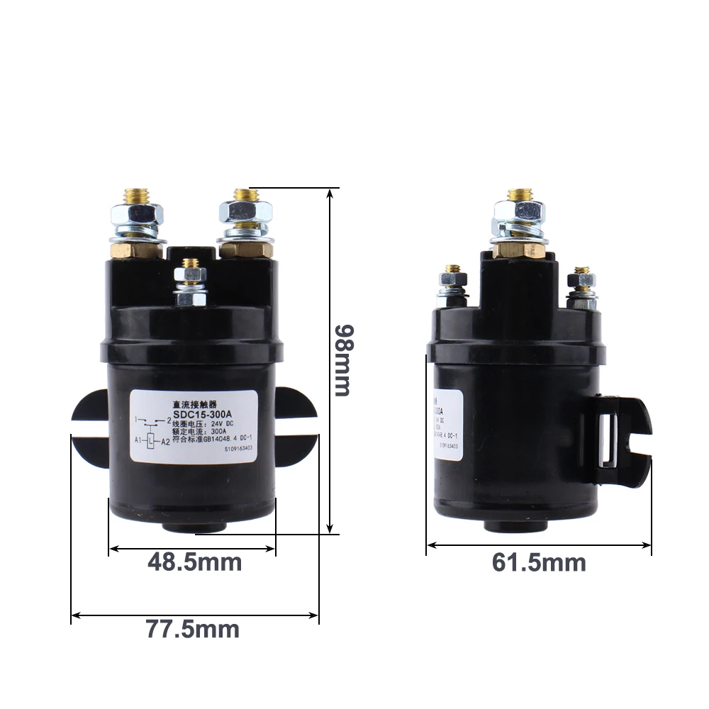 SDC15-100A 200A 300A 1NO (Normally Open) Contact Switches 6V 12V 24V 48V 72V DC Contactor for Electric Engineering Machinery 1pc