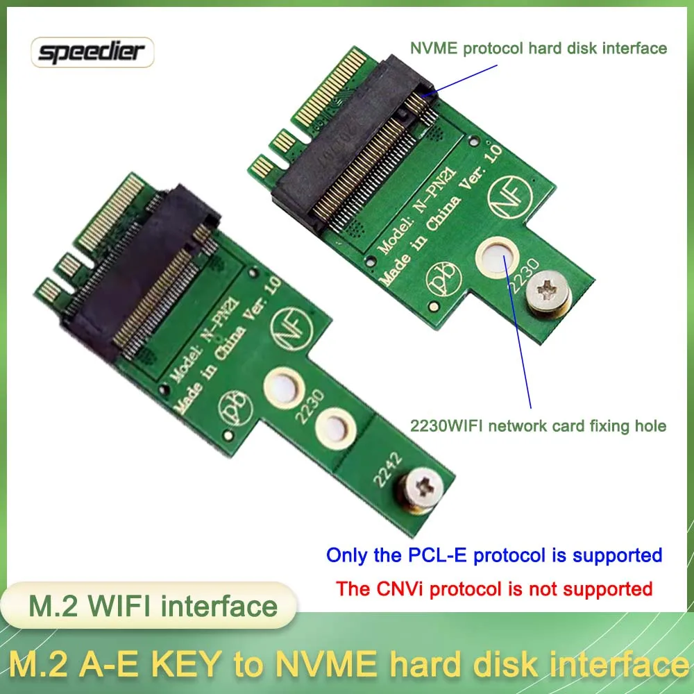 PCIE M.2 WiFi Wireless Network Card A+E KEY To 2230 2242 NVME Hard Disk M.2 NGFF SSD Adapter Card