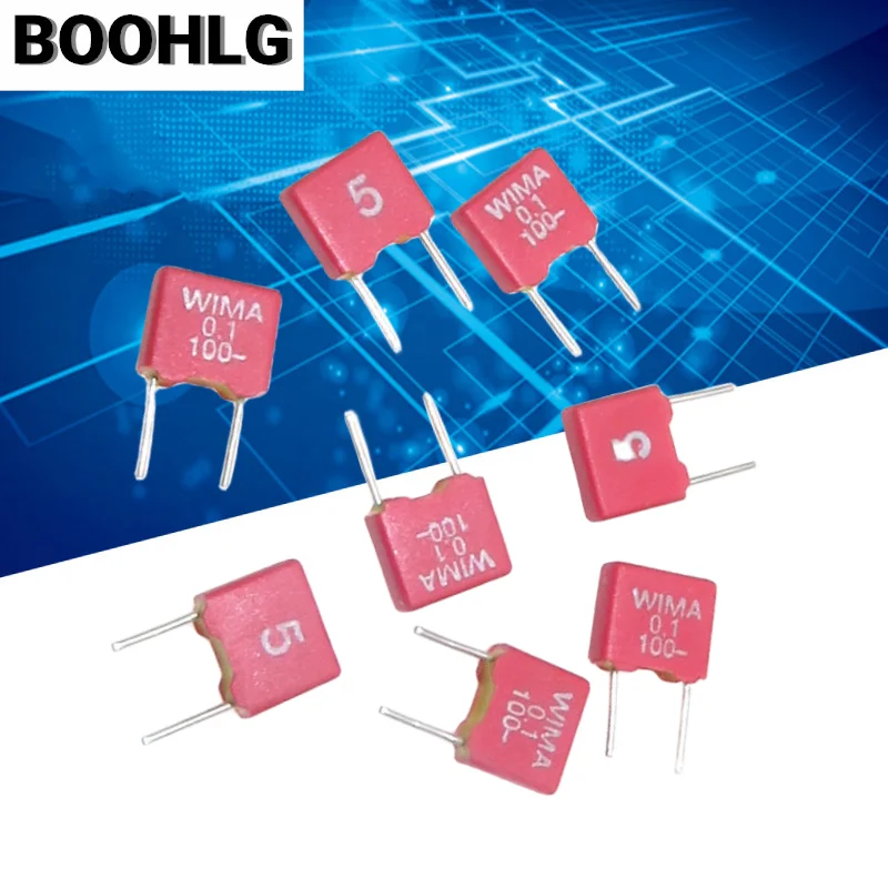 10pcs Germany WIMA Film Capacitor 104 100V 0.1UF 100V 100nF 104J 5% MKS2 Pitch 5mm Audio Capacitor