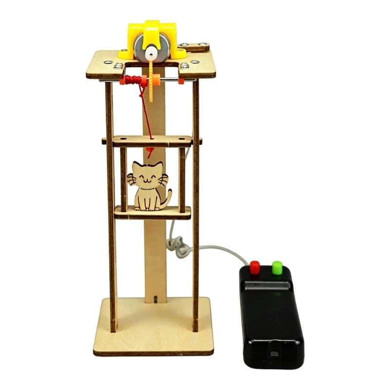 DIY Wooden Lift Model Kits with Motor and Control Box, Elevator Mechanics Science Experiment for Classroom Demonstration