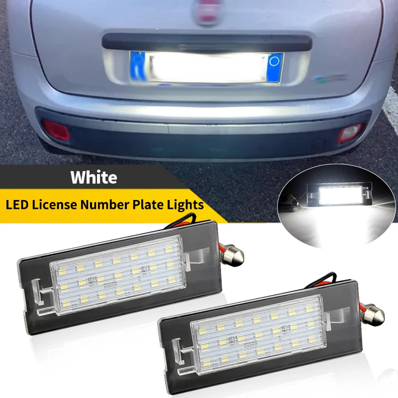 2PCS For Fiat Panda Type 169 2003-2012 312/319 2012-up Canbus LED Number License Plate Light Number Backlight Lamp OEM# 71734797