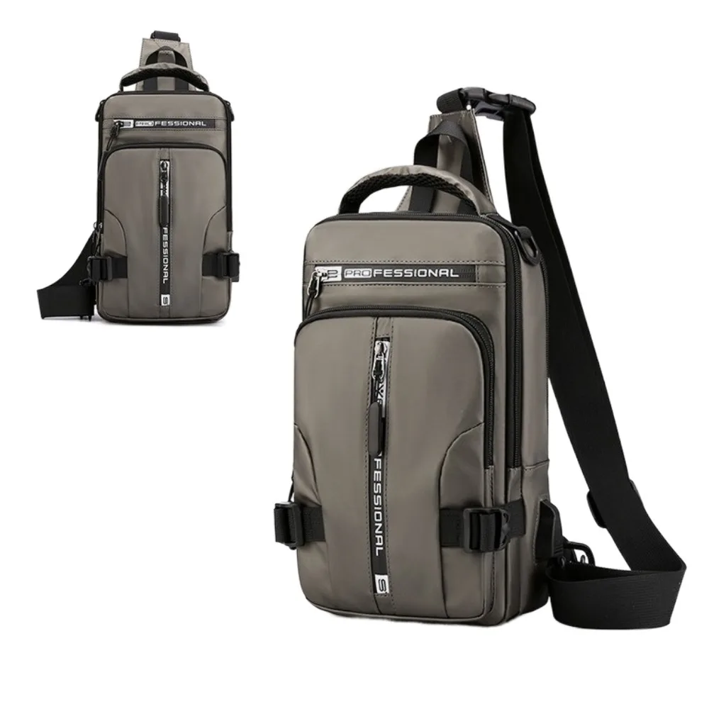 

Multi Pockets Men Chest Bag USB Charging Shoulder Bag Sports Message Bag Multifunction Large Capacity Crossbody Bag Running