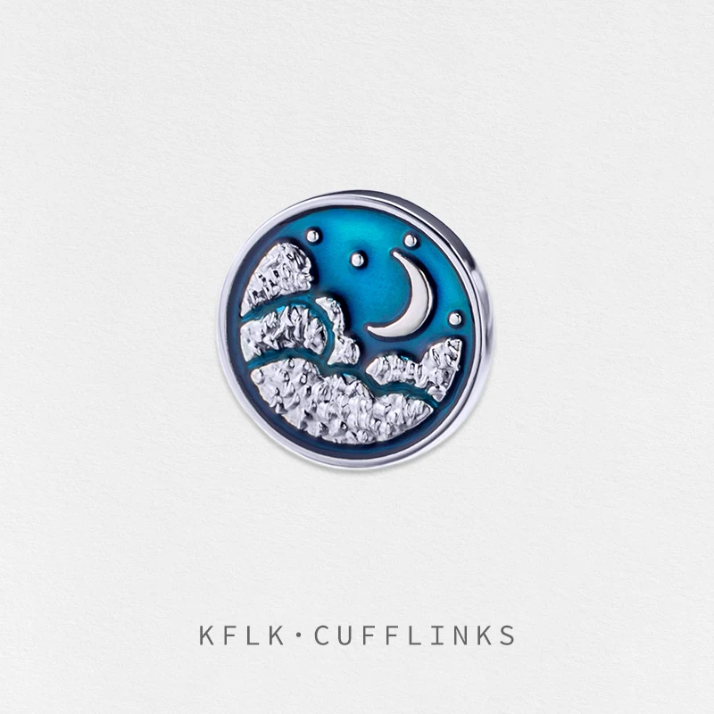 KFLK Fashion Brooch Pins Exquisite Moon Luxury Brand Blue Brooches For Women Men Costumes Badge Brooch Jewelry Wholesale