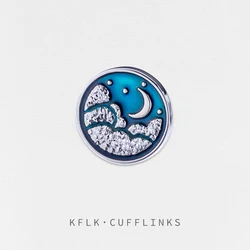 KFLK Fashion Brooch Pins Exquisite Moon Luxury Brand Blue Brooches For Women Men Costumes Badge Brooch Jewelry Wholesale