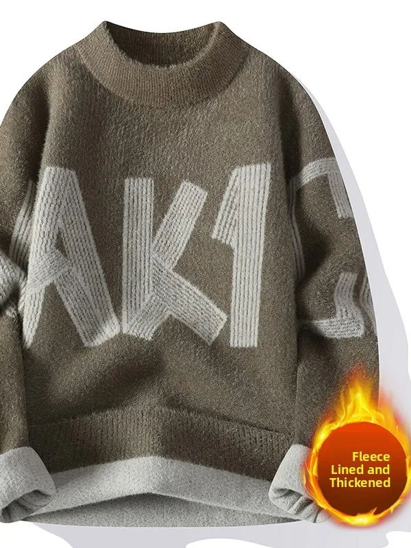 

Warmth Boy's Knitted Sweater Non-Ballant College Sle Outerwear Fce Lined Thiened Double Knit Polyester Spandex Blend