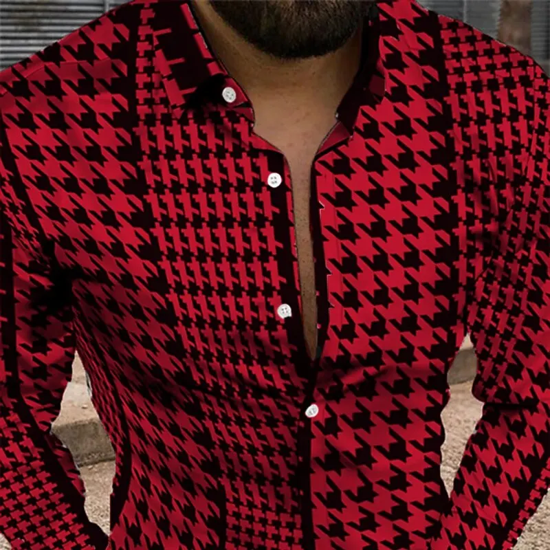 Men\'s Shirt Pattern Shirt Retro Lapel 3D Printed Shirt Fashion Casual Breathable Fabric Comfortable Soft Plus Size