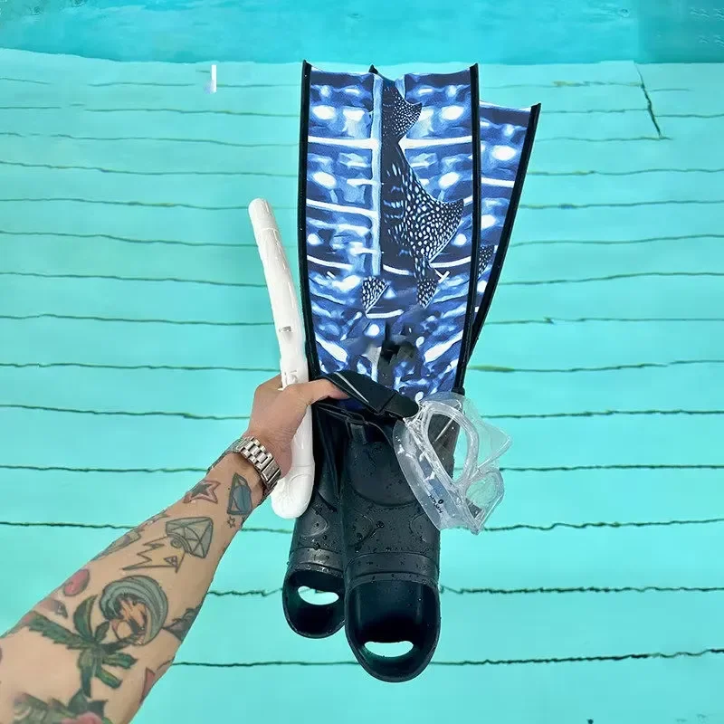 Unisex Long Blade Snorkeling Fins Professional Coated Swim Flippers for Harpoon Fishing Diving Gear Adult Swimming Footwear