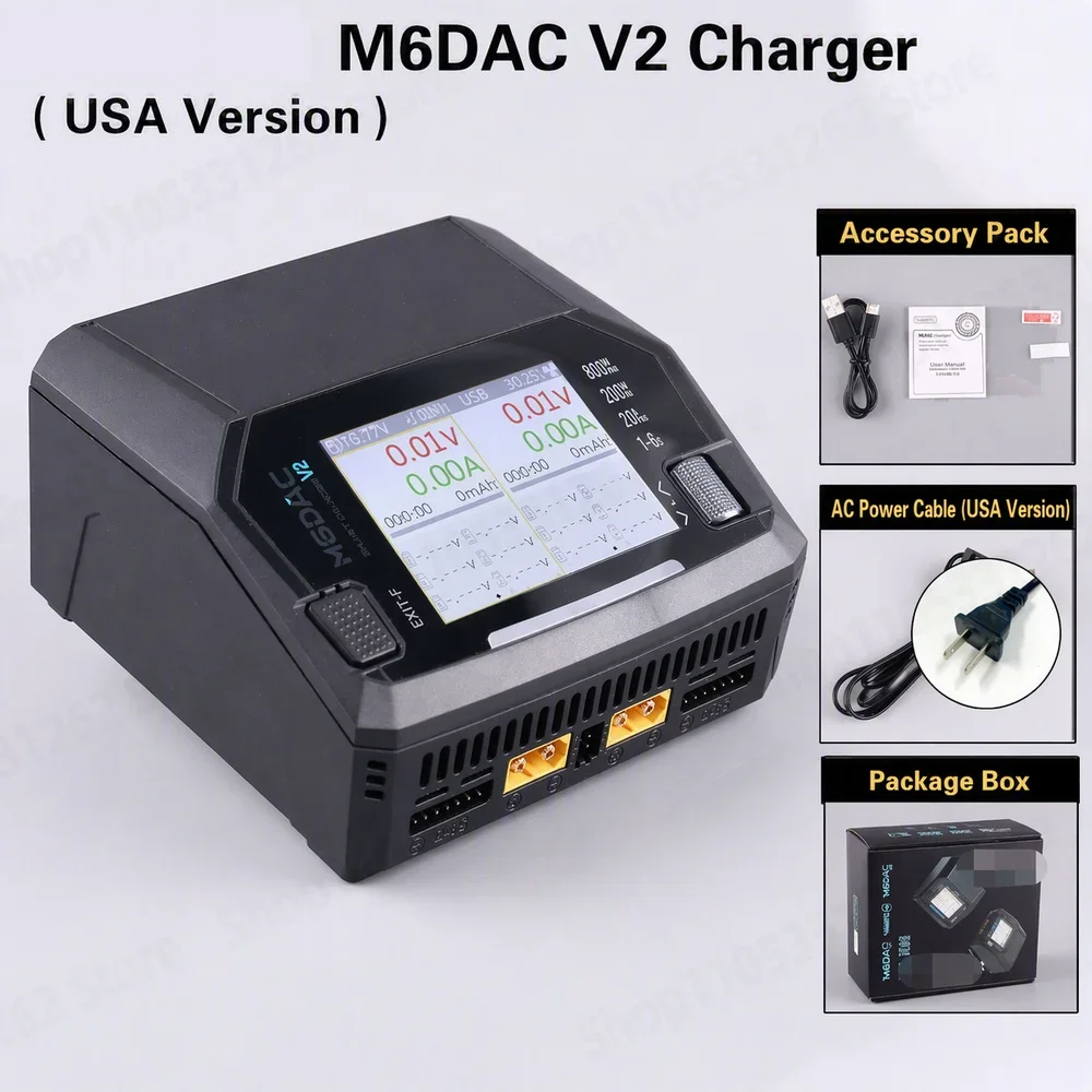M6DAC V2 Dual-way Model Aircraft Lithium Battery Charger 1-6S DC800W