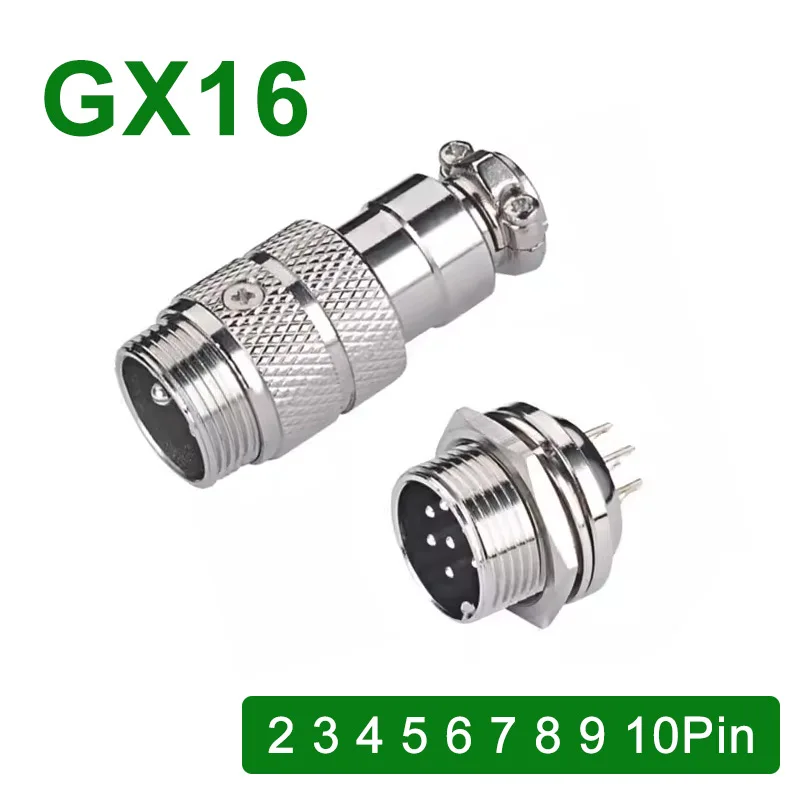 Heavy Duty 16M Aviation Plug 2 3 4 5 6 7 8 9 10 Pin Male Female Connector Gold-plated GX16 Soldering Socket UL CE Certified