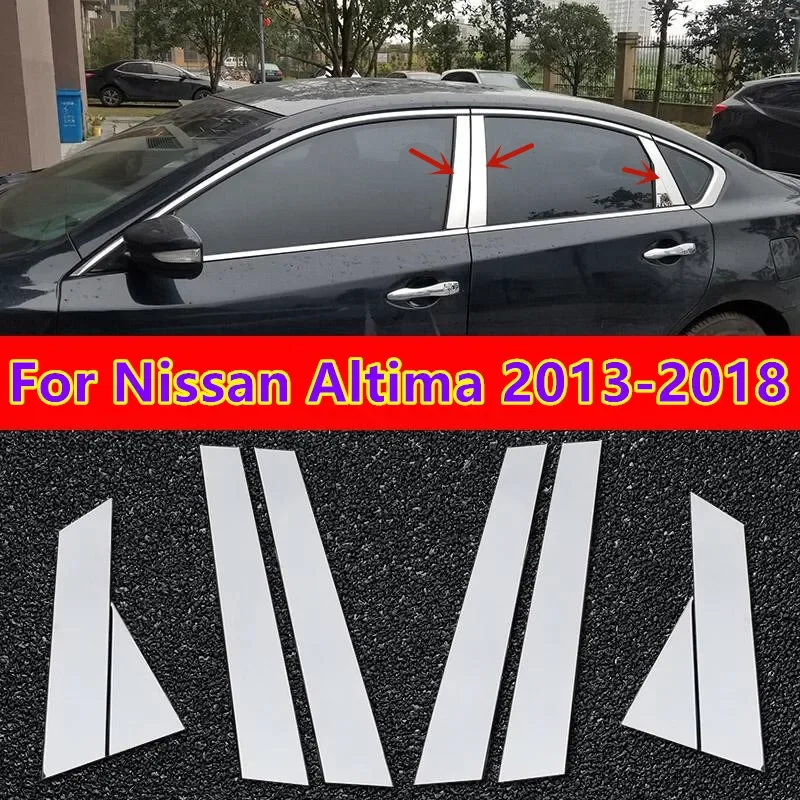 Stainless Steel Window Door Pillar Post Trims Cover For Nissan Altima 2013-2018