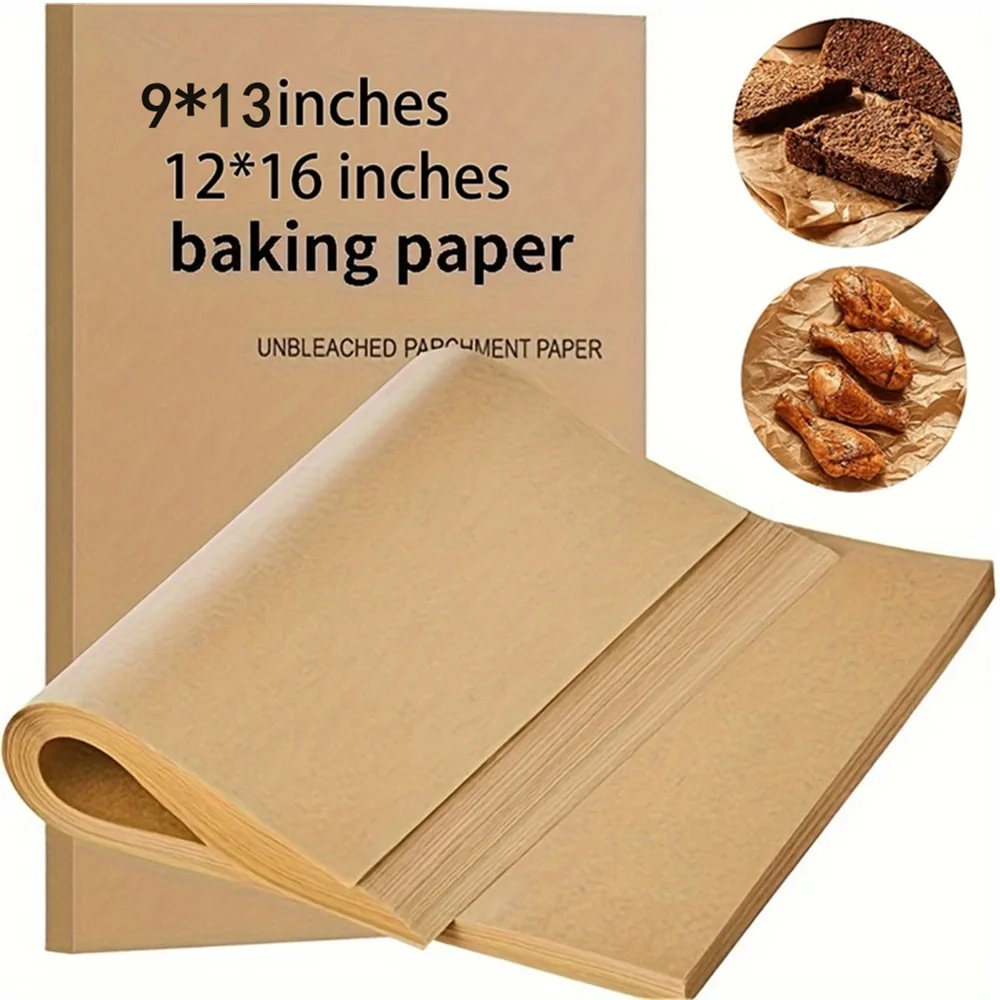 200 Pieces Parchment Paper Baking Sheets Non stick Pre-cut for Baking BBQ  Paper Wax Paper Air Fryer Steaming Cookies Disposable