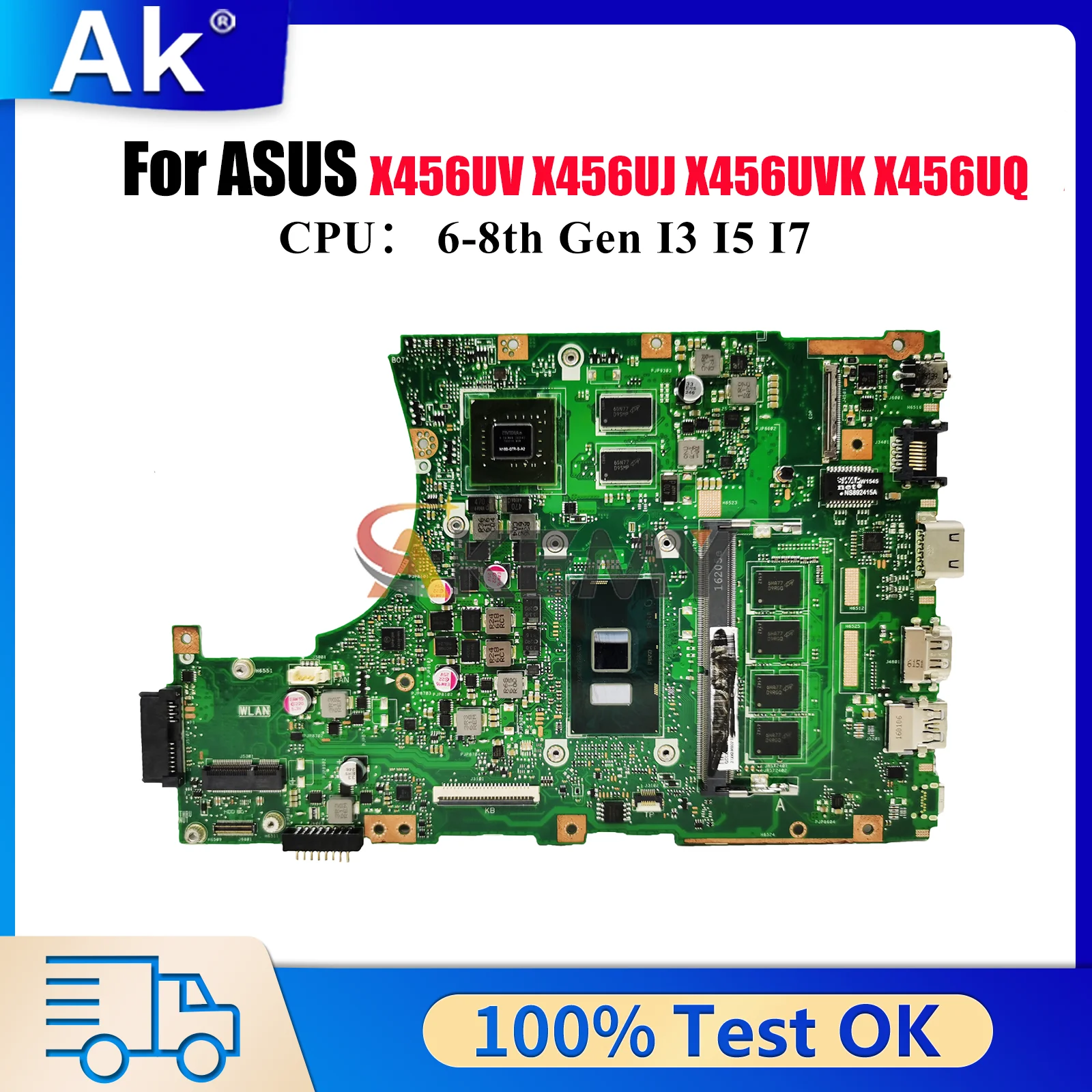 

X456UV Материнская плата для ноутбука ASUS X456UJ X456UF X456UB X456UVK X456UQ X456UQK X456U F456U X456UAK R457U Материнская плата I3 I5 I7 CPU