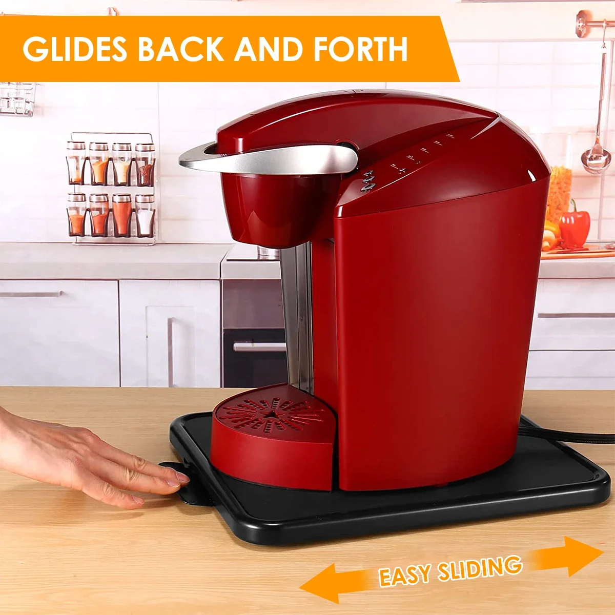 

Sturdy Kitchen Appliance Sliding Tray with Smooth Wheels 16.14x11.81x0.8in Non-slip under Cabinet Rolling Tray for Easy Access