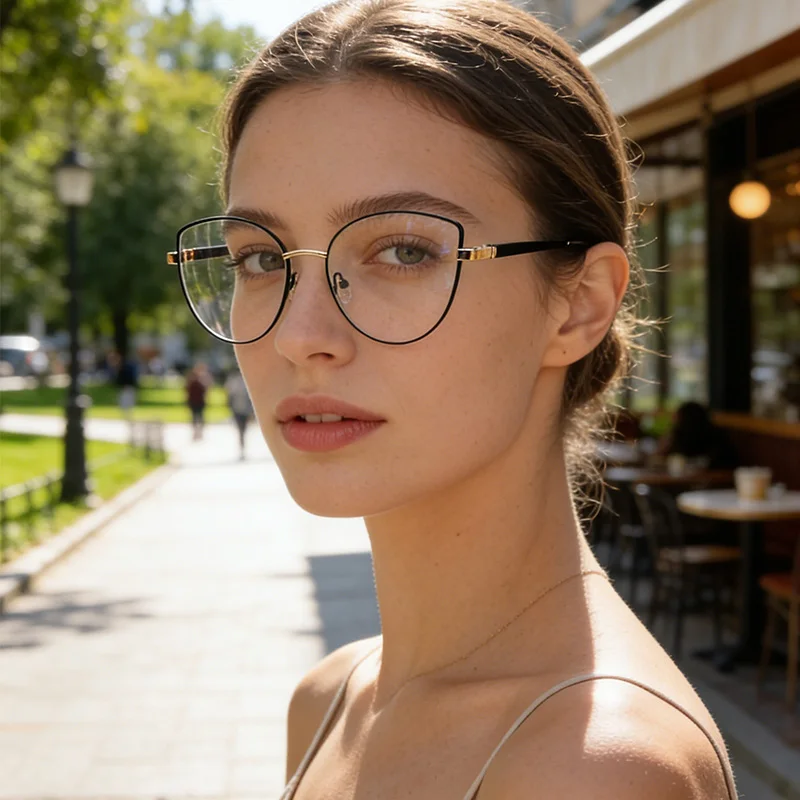 Ceofy Men Half rim Glasses Frame Clip on Brand Designer Optical Myopia Polarized Sunglasses Prescription Metal Eyeglasses