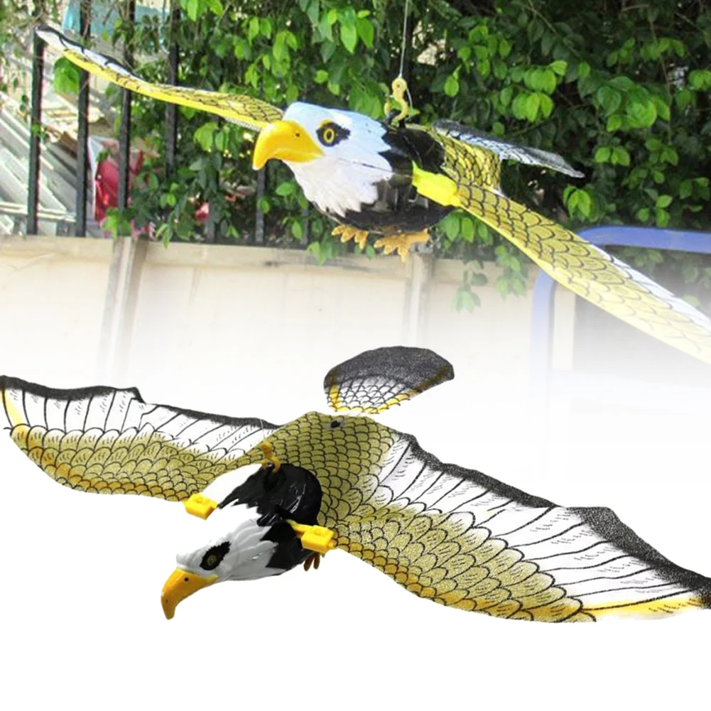 1 Pack Electric Flying Hawk Bird Repeller Decoy Deterrent For Garden Farm Pest Control Hanging Scarecrow Device Battery
