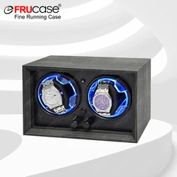 FRUCASE Wooden Watch Winder for Automatic Watches 2 Rolex Box Jewelry Display Collector Storage  with Light