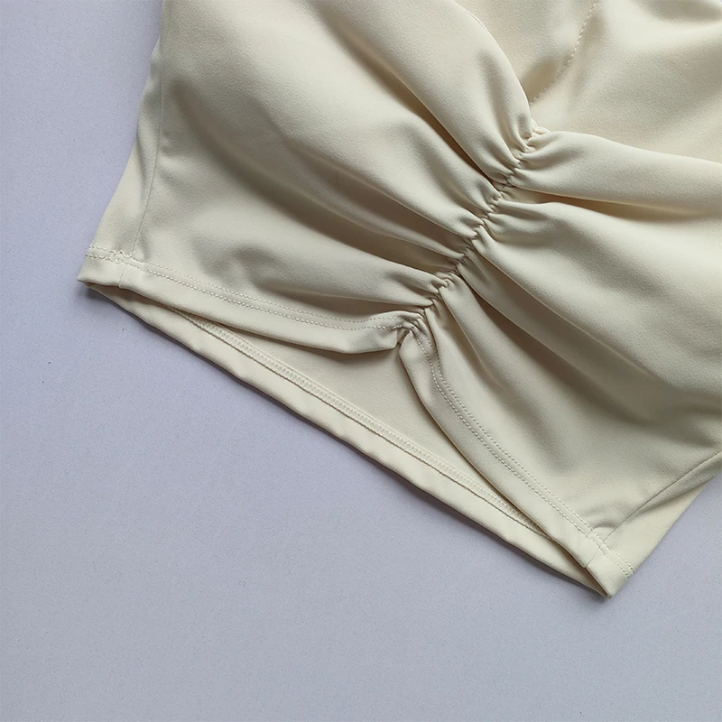 Sommer Neu Sexy Neckholder mit Brustpolstern, Sport-BH mit schönem Rücken, Damen Leichter Luxus-Mode, Einzigartiger Plissierter Sport-BH – Detail 12