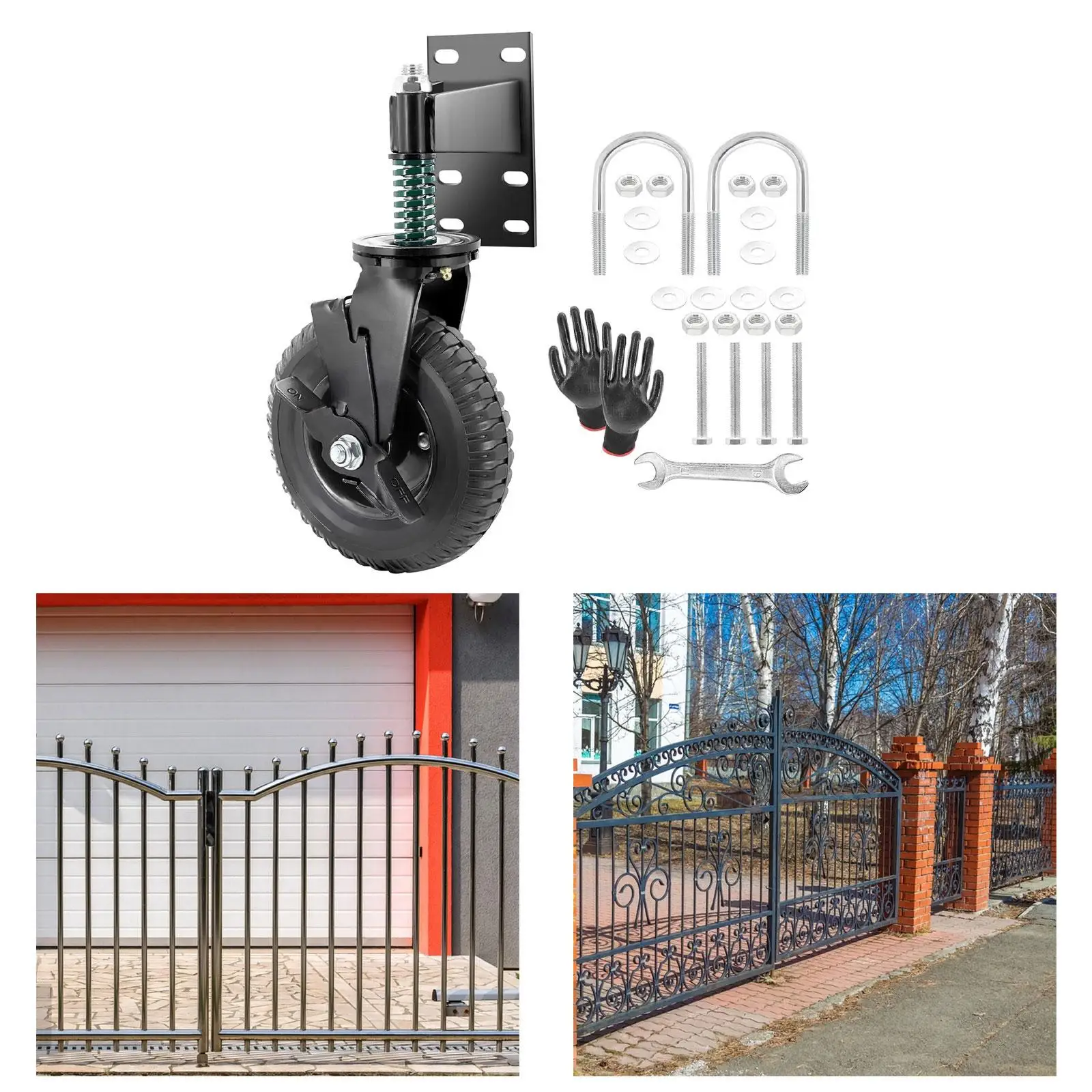 

Gate Wheel for Wooden Gate,Spring Loaded Gate Wheel,7.5” with Screws & Spanner,Swivel Gate Caster Wheel for Metal Tube Gate