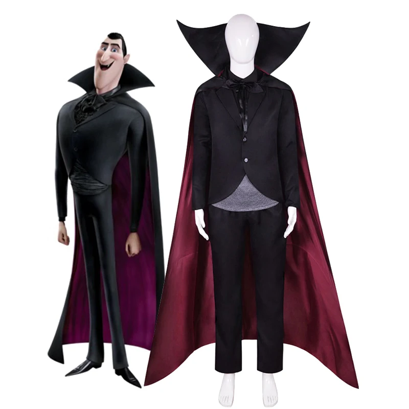 Disfraz de Hotel Dracula Count Dracula, capa de vampiro negro, trajes de Mavis, Cosplay de Jonathan Drácula, trajes de fiesta de Halloween para hombre