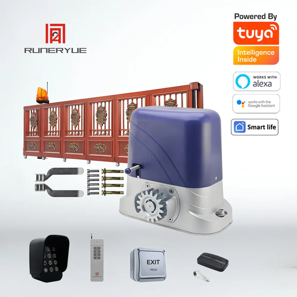 Dual-Control Smart Gate Opener - WiFi & Remote Automatic Sliding Door Motor with Built-In Auto Closer (AC Motor)