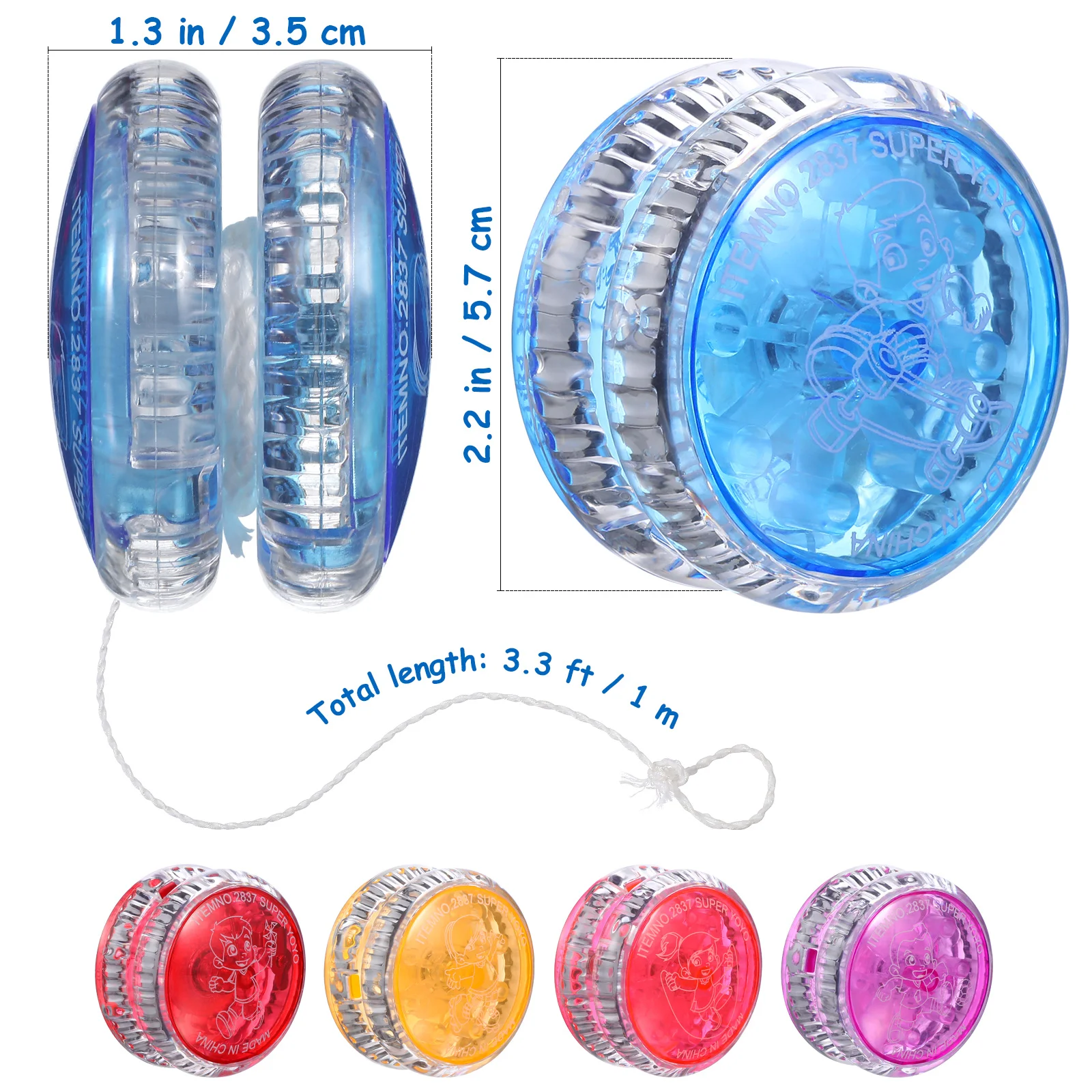 5 قطع من البلاستيك LED للأطفال، ألعاب تحدي سلسلة إبداعية، هدية تعليمية ممتعة، يويو بلاستيك