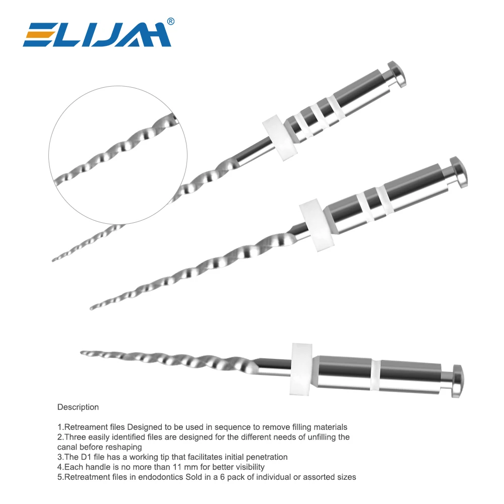 6Pcs/Box Dental Retreatment Engine Root Canal NiTi File Denspay D1-D3 NiTi Super D Rotary Files For Root Canal Cleaning Tools