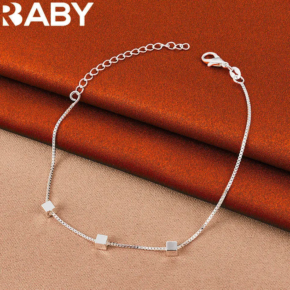 

URBABY 925 Sterling Silver Little Cube Chain Bracelet For Women Fashion Jewelry Grace Noble Birthday Gift Party Accessories