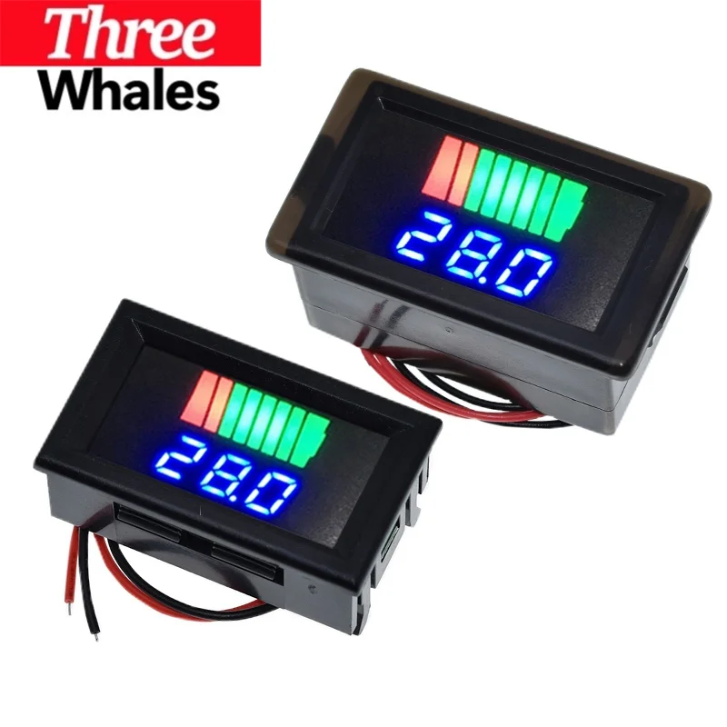 Car Battery Charge Level Indicator 12V 24V 36V 48V 60V Lithium Battery Capacity Meter Tester Blue Display LED Tester Voltmeter