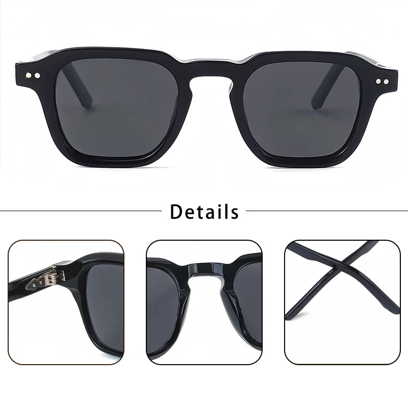 CATERSIDE Acetate Frame Polarized Sunglasses Men Retrosquare Large Women Sun Glasses Punk Outdoor Driving Travel Eyewear UV400