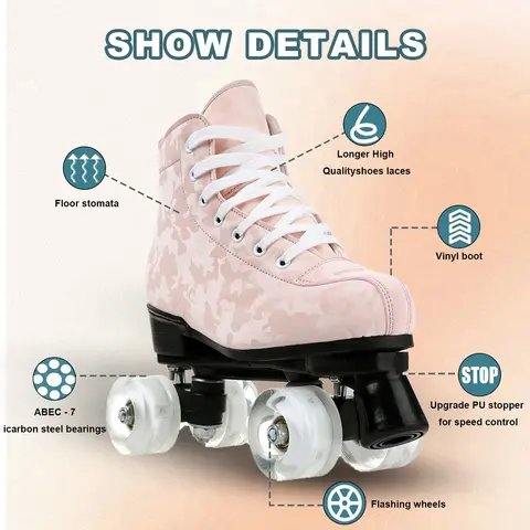 Dubbelrad 4 hjul rullskridskor blinkande rullskridskor utomhusunderhållning sport roddskridskor unisex barn glidskor 8 best sales herr rullskor - №6