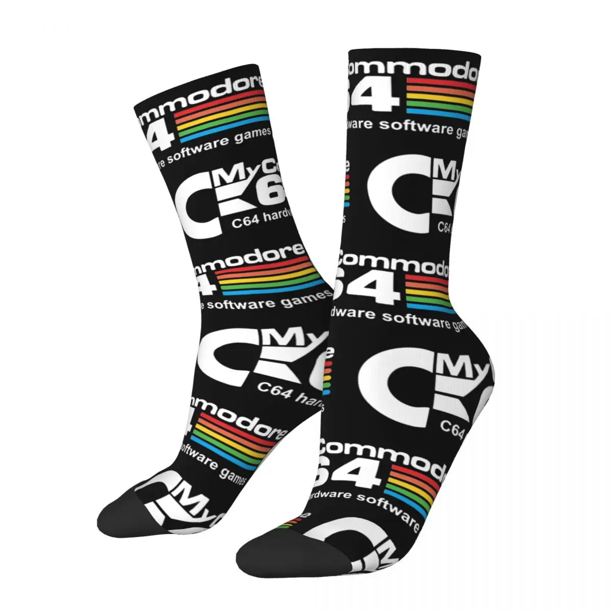 

Casual Women Socks Commodore Logo Accessories Cute Retro High Quality Stockings All Season