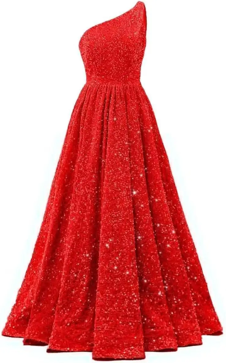 

Women Elegant One Shoulder Sequin Prom Dresses for Women 2026 Sparkly Long Ball Gowns Formal Dress Aline Evening Party Gowns
