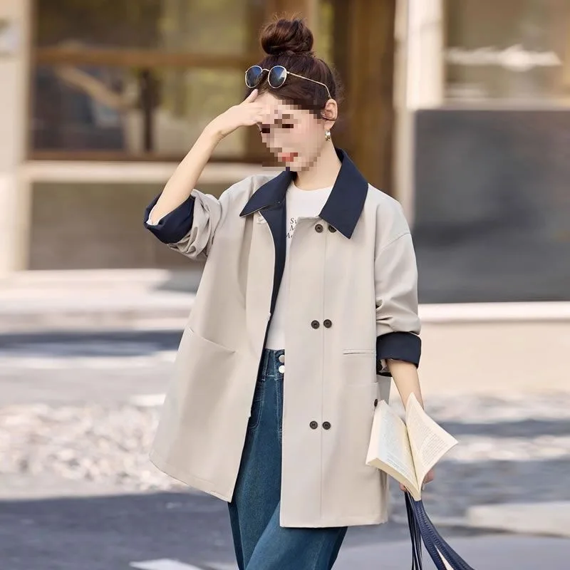 جديد ربيع الخريف المرأة منتصف طويلة خندق معطف جديد غير رسمي المتناقضة اللون الربط الإناث سترات واقية ملابس خارجية Gabardina Mujer