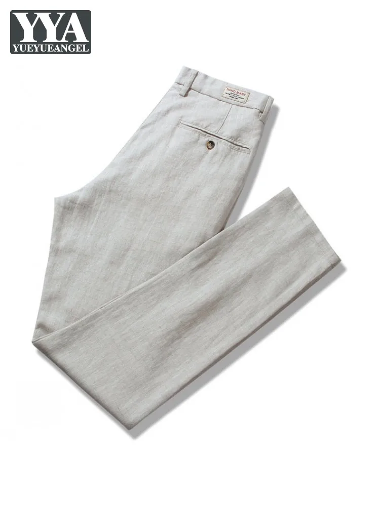 

Summer Hot Sale Males Casual Business Pants Mid Waist Solid Color Straight Leg Trousers Loose Daily Fashion Breathable Men Pant