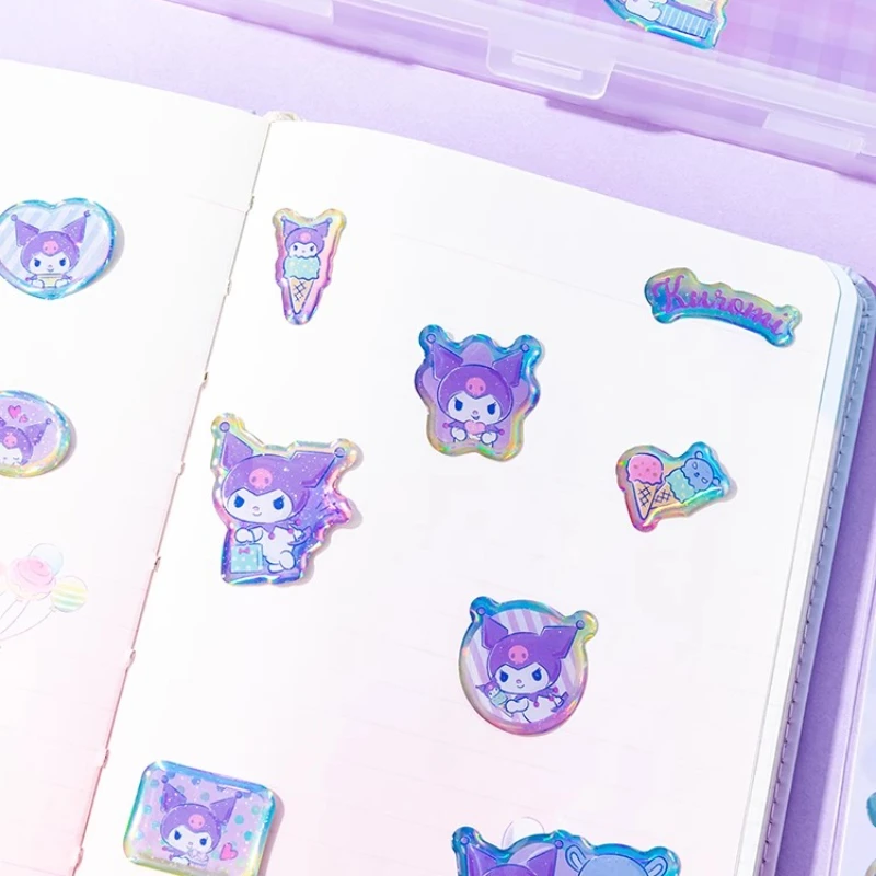 Sanrio 애니메이션 만화 Kuromi 다채로운 스티커 노트북 전화 케이스 냉장고 컵 일기 가방 장식 풍부한 패턴 스티커