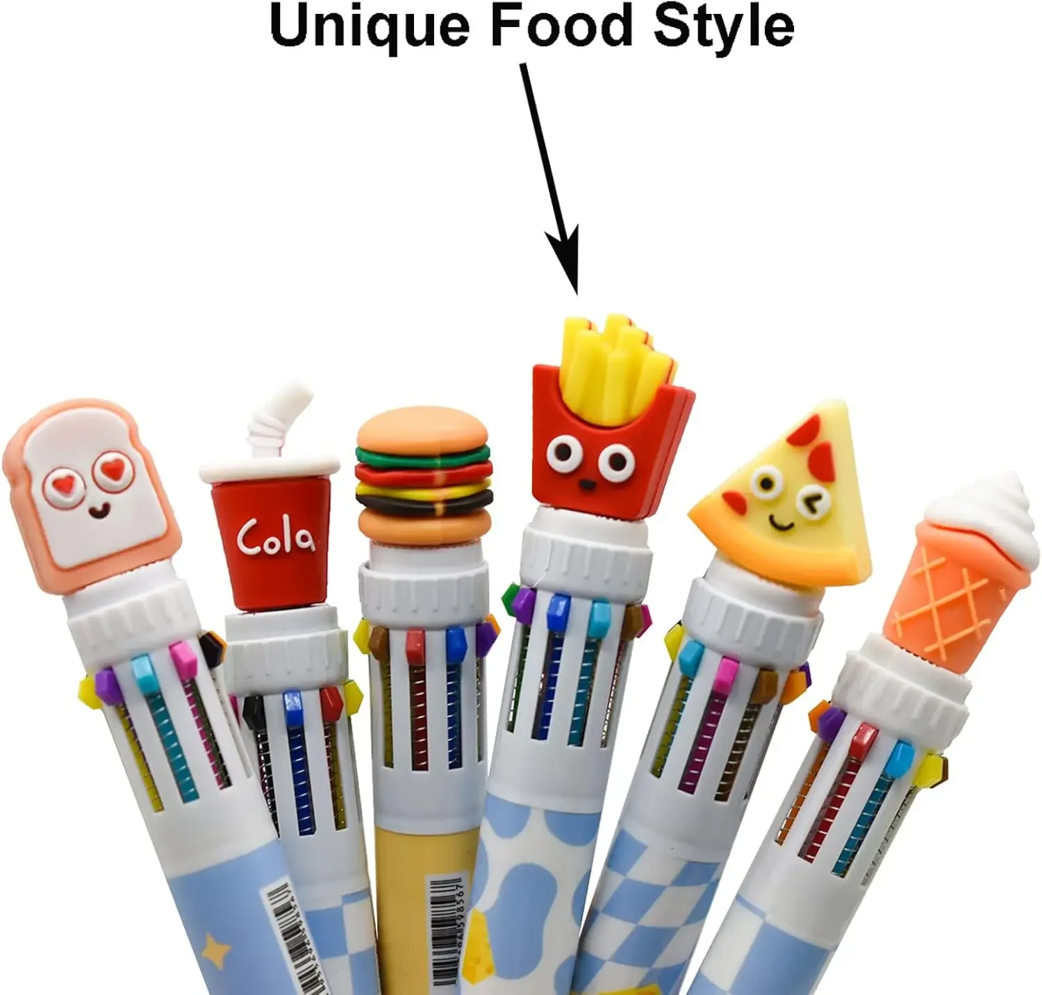 12 Pcs Wholesale Cartoon Hamburger Ice Cream Bread Pizza Food Style Ballpoint Pens with 10 Colors for School Home Office