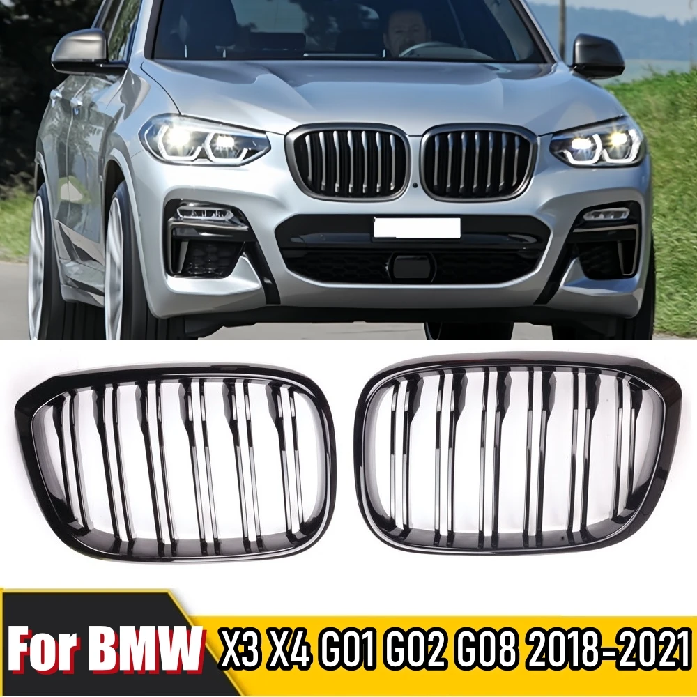 

Car Accessories Front Kidney Grille For BMW X3 X4 G01 G02 G08 Single Line Gloss Black Bumper Racing Grills 2018-2021