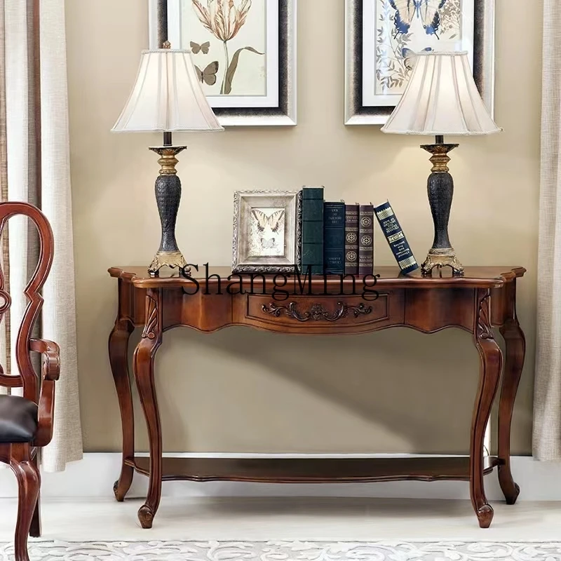 

CL exquisite simple home modern desk with drawers solid wood living room small apartment door engraved porch