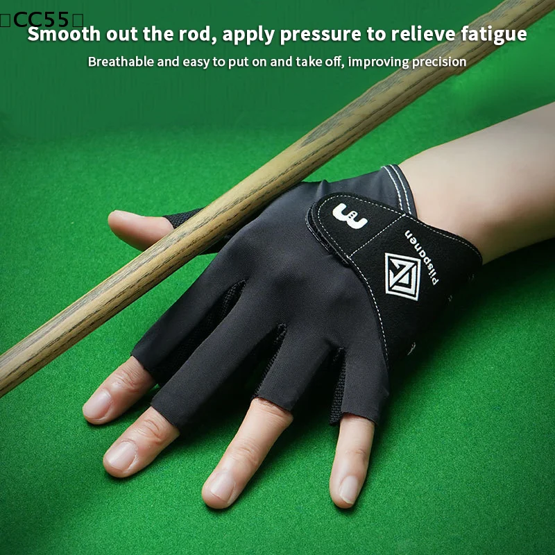 

1 шт. Мужские бильярдные перчатки с 3 открытыми пальцами для левой руки, противоскользящие, дышащие, для снукера, аксессуар для бильярда [CC55]