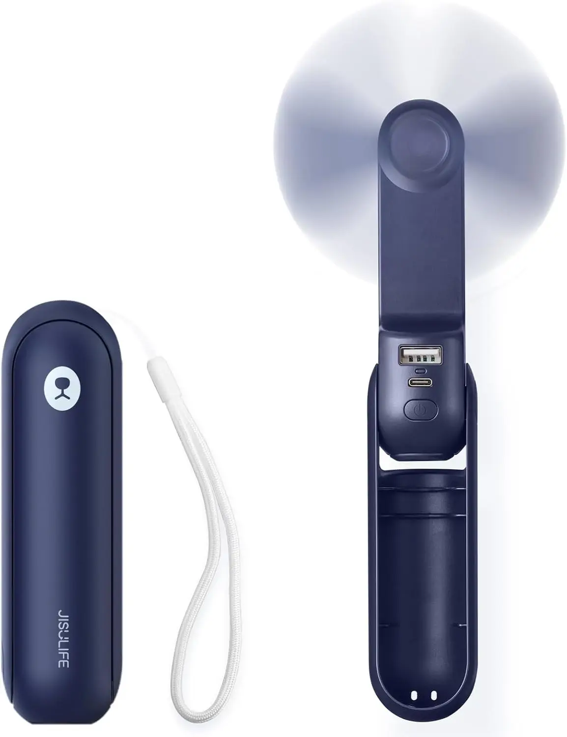 

Портативный ручной вентилятор 3-в-1 с функцией Power Bank и фонариком, USB-зарядка, для путешествий, летнего и уличного использования