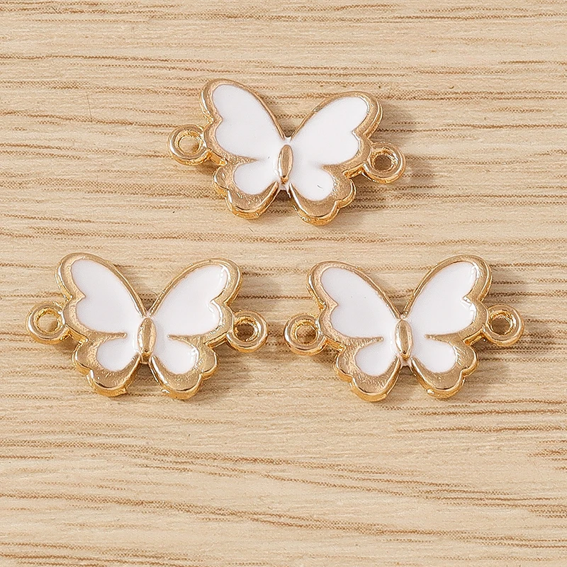 10 Stück niedliche Mini-Emaille-Fliegen-Schmetterlings-Anhänger, Verbindungsstücke für die Schmuckherstellung, DIY, handgefertigte Armbänder, Halsketten, Bastelzubehör – Detail 22