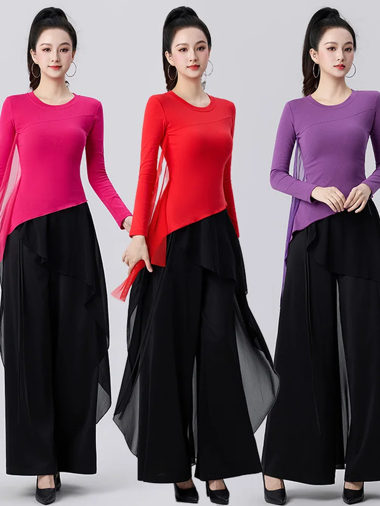 modern-latin-dance-square-dance-outfit-set-for-women-middle-aged-and-elderly-long-sleeve-cotton-performance-costume