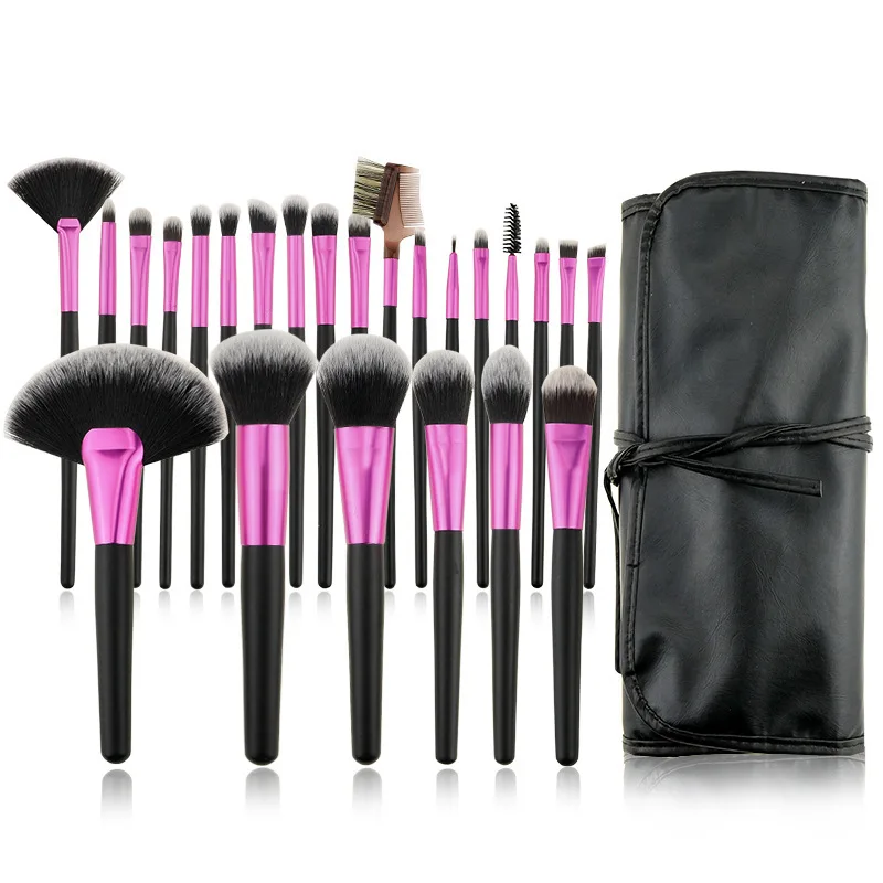 24-teiliges Make-up-Pinsel-Set für Puder, Foundation, Lidschatten, Eyeliner, Lippen, Champagner